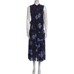 Poupette St Barth Elodie Black & Blue Floral Sleeveless Maxi Dress NEW Womens XS